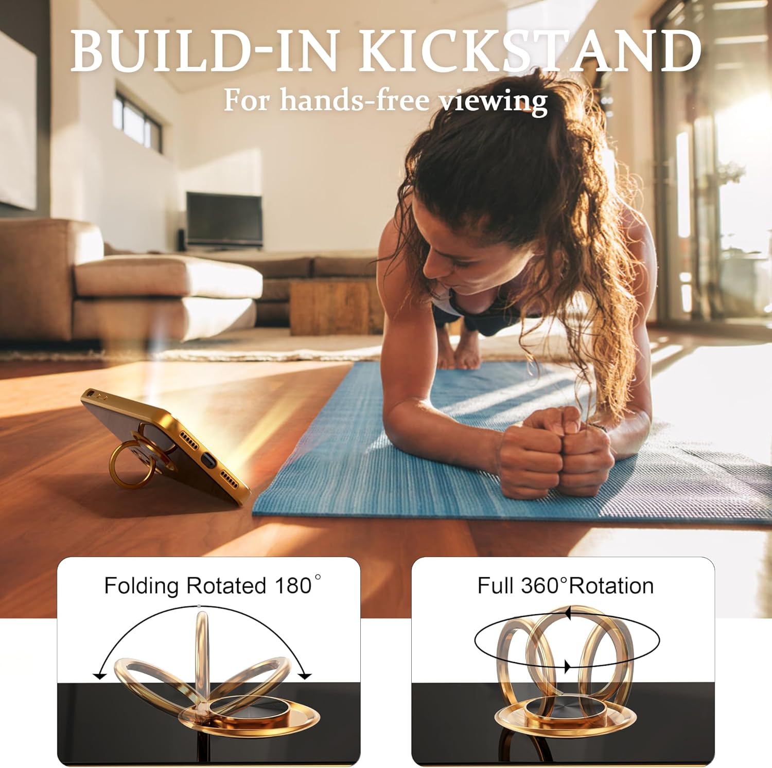 IDweel Funda para iPhone 11 con soporte de anillo de 360 con soporte magnético, ligera, delgada, borde de oro rosa, TPU suave, protección de cámara,