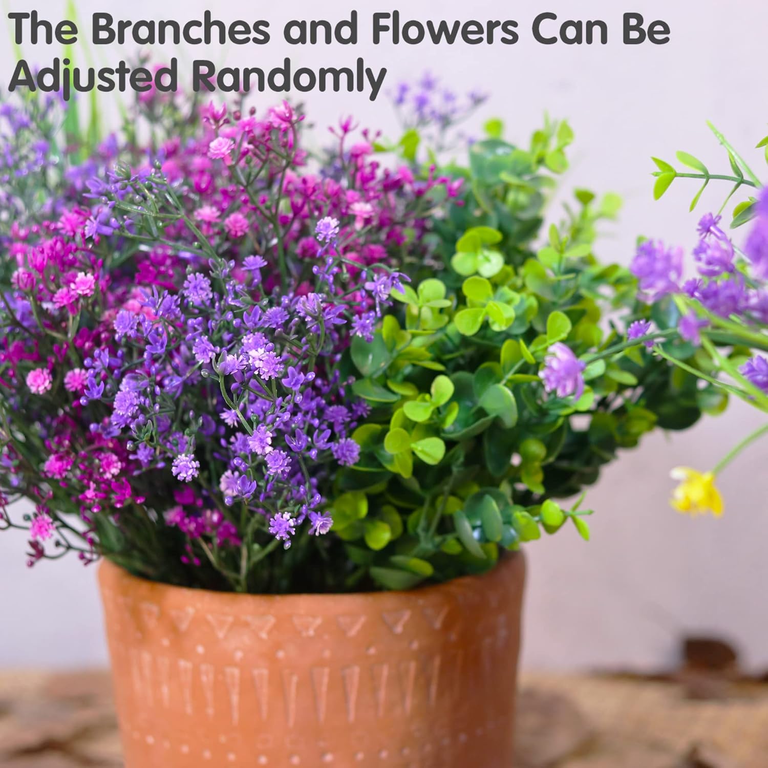 12 paquetes de flores artificiales para exteriores, resistentes a los rayos UV, no se decoloran, arbustos de plástico sintético, plantas verdes para