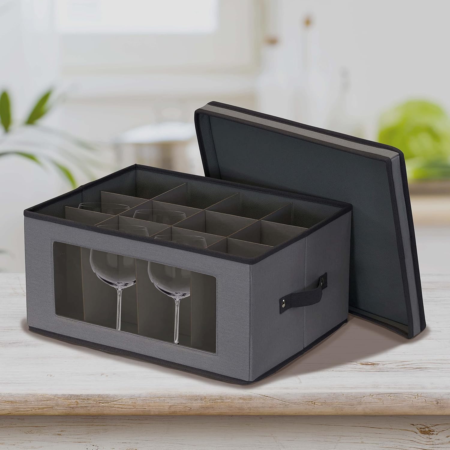 Household Essentials Caja de almacenamiento para copones de vino, capacidad para 12 copas