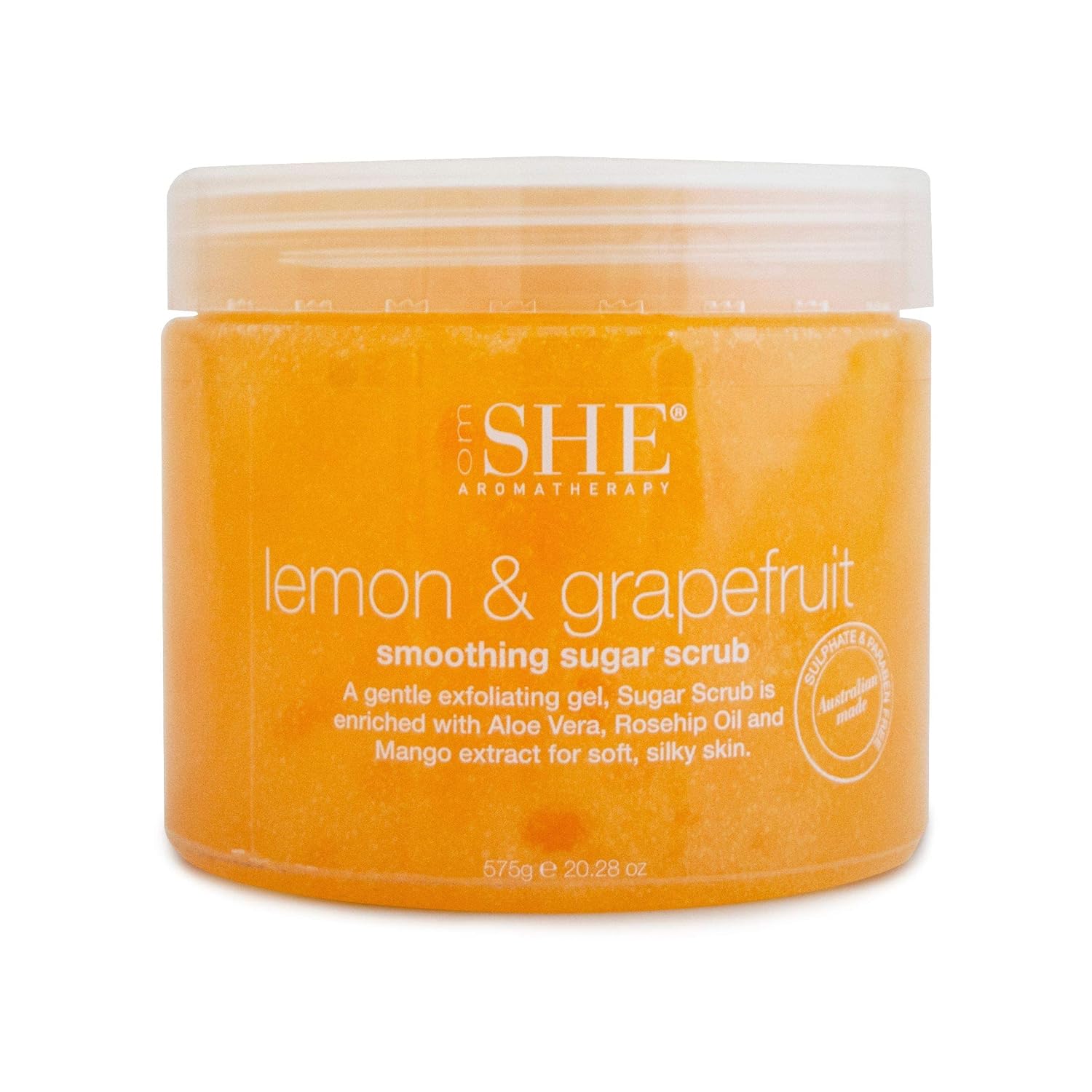 OM SHE Exfoliante de azúcar de limón y pomelo para aromaterapia