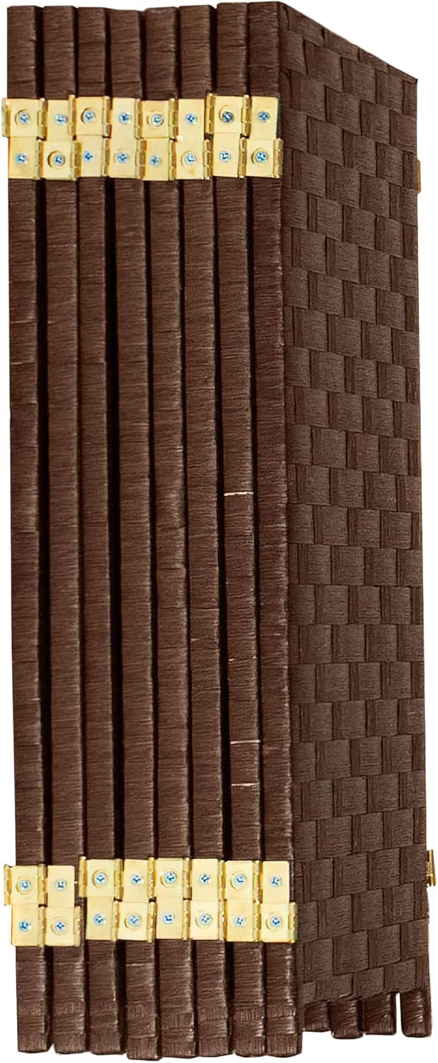 Red Lantern Pantalla plegable de fibra tejida corta de 2 pies – 8 paneles – Dark Mocha