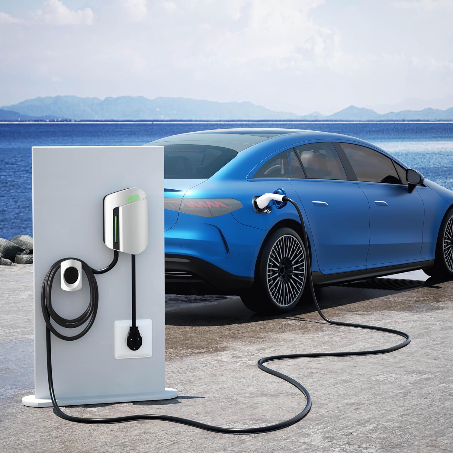 QPQ Cargador de nivel 2 ev de 48 amperios cargador EV nivel 2 NEMA 14-50 ev Cargadores para el hogar Nivel 2 Cargador de coche eléctrico Cable de 25