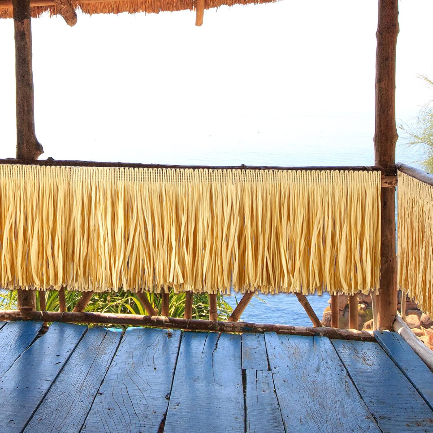 Pancarta hawaiana de rafia con flecos de hierba de Luau para fiesta de cumpleaños tropical, decoración de bar Tiki, Hula Tiki, Rafia, hierba para