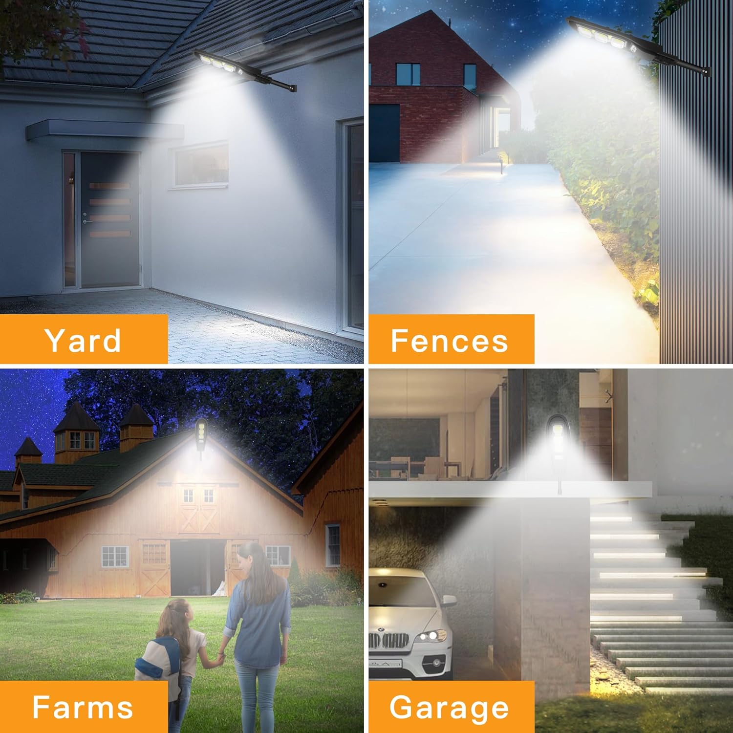 Farolas solares para exteriores, luces solares de inundación para exteriores con sensor de movimiento, luces solares de estacionamiento para