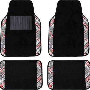 FH Group Alfombrillas de coche  Alfombras a cuadros para automóvil, ajuste universal, alfombrillas de piso de automóvil, alfombrillas multiusos para FH Group Alfombrillas de coche  Alfombras a cuadros para automóvil, ajuste universal, alfombrillas de piso de automóvil, alfombrillas multiusos para