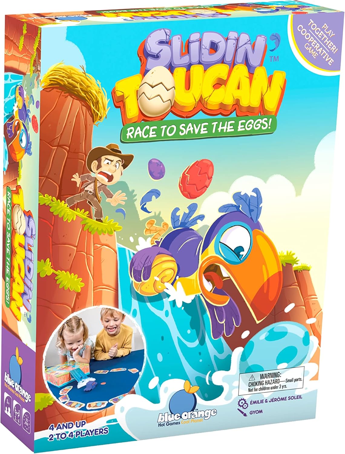Slidin’ Toucan Fun Cooperative Action – Juego de mesa preescolar para niños y familias, juego educativo de tucán y huevos de Blue Orange Games – 2 a