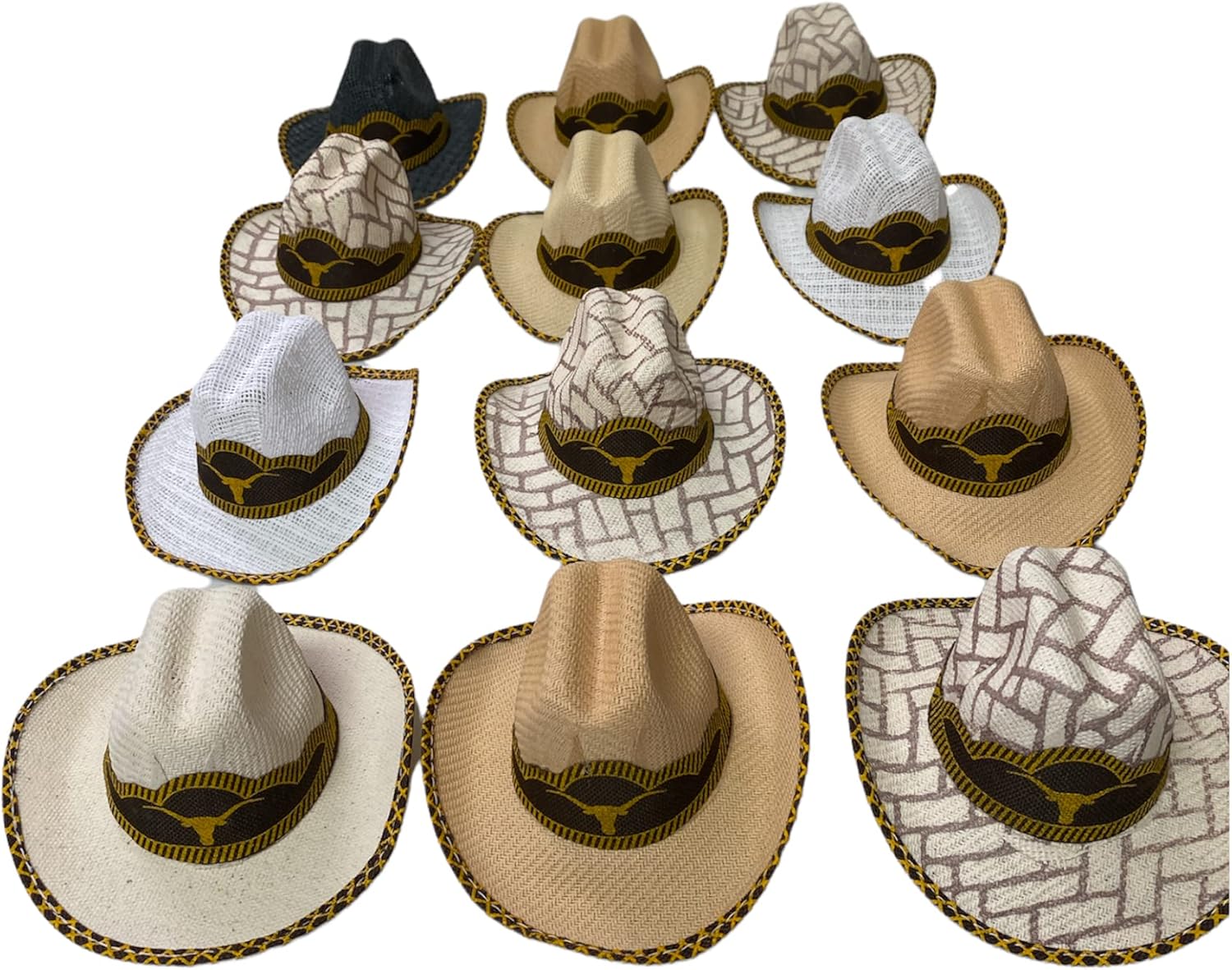 12 PIEZAS MINI PALM HAT, MINI SOMBRERO DECORACIÓN, DECORACIÓN DE COCHE, ORIGINAL, HECHO EN MÉXICO, SOMBRERITO, PALMA REAL, SOMBRERO DE PALMA, MINI