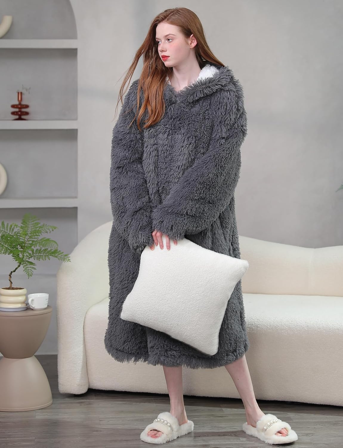 Sudadera con capucha de invierno de gran tamaño, suave y cálida, forro polar Sherpa con capucha para hombres, mujeres y adolescentes