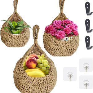 Cestas de frutas colgantes para cocina, cesta de productos para frutas, verduras, papas, cebollas, almacenamiento de cebolla, lágrima de montaje en Cestas de frutas colgantes para cocina, cesta de productos para frutas, verduras, papas, cebollas, almacenamiento de cebolla, lágrima de montaje en