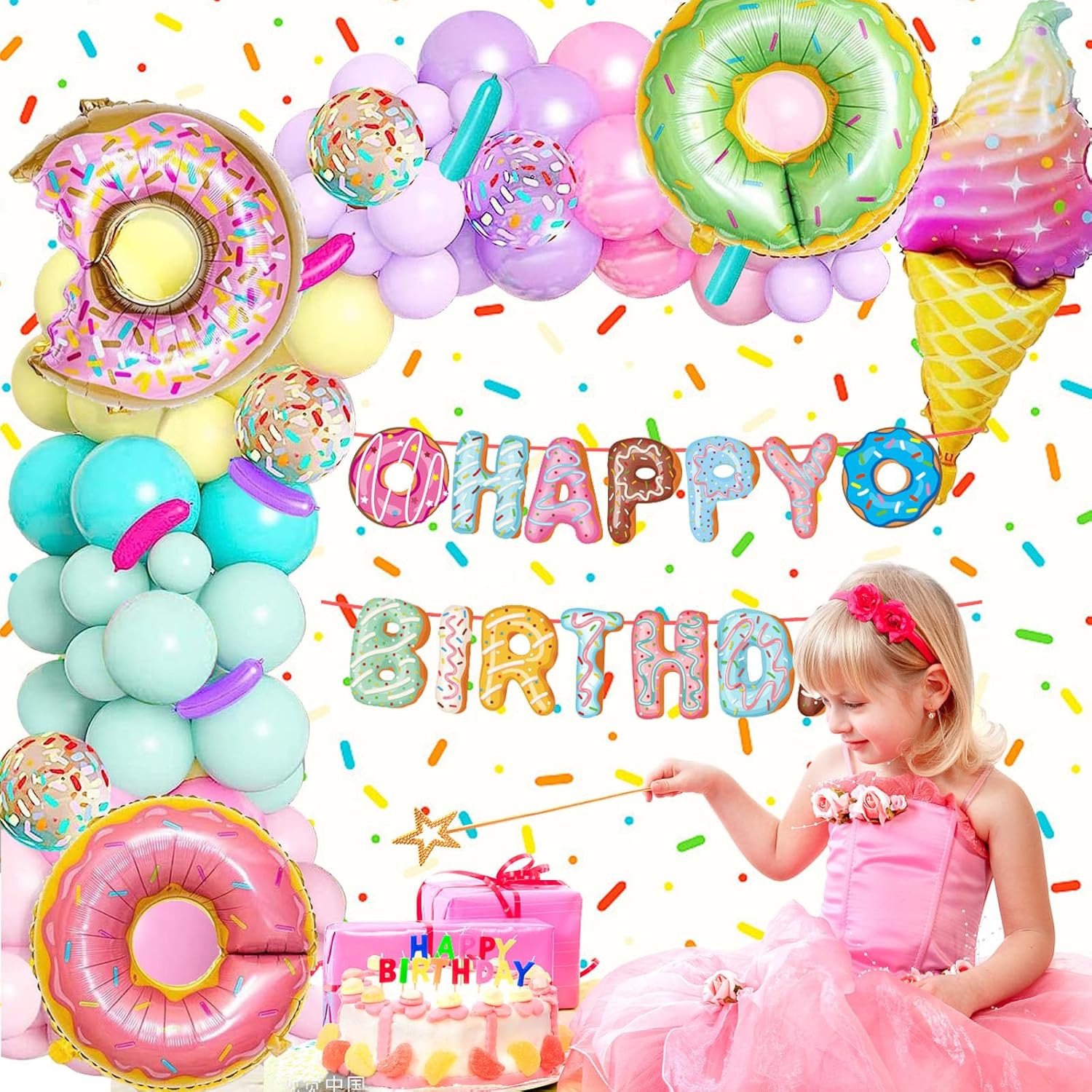 Kit de arco de guirnalda de globos con forma de dona, suministros de fiesta de donas, globos multicolor en forma de dona para boda, fiesta de