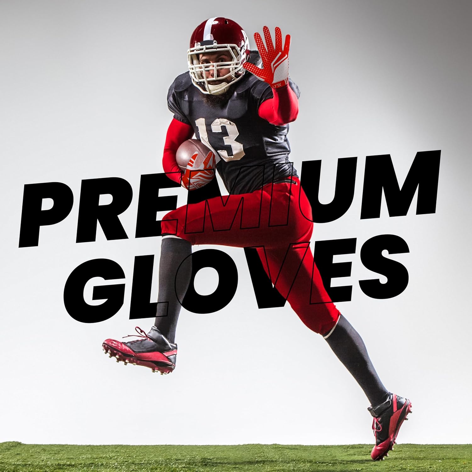 LYRX Guantes profesionales receptores de fútbol con palma de silicona óptima, control de agarre antideslizante, ultra adherente, guantes deportivos