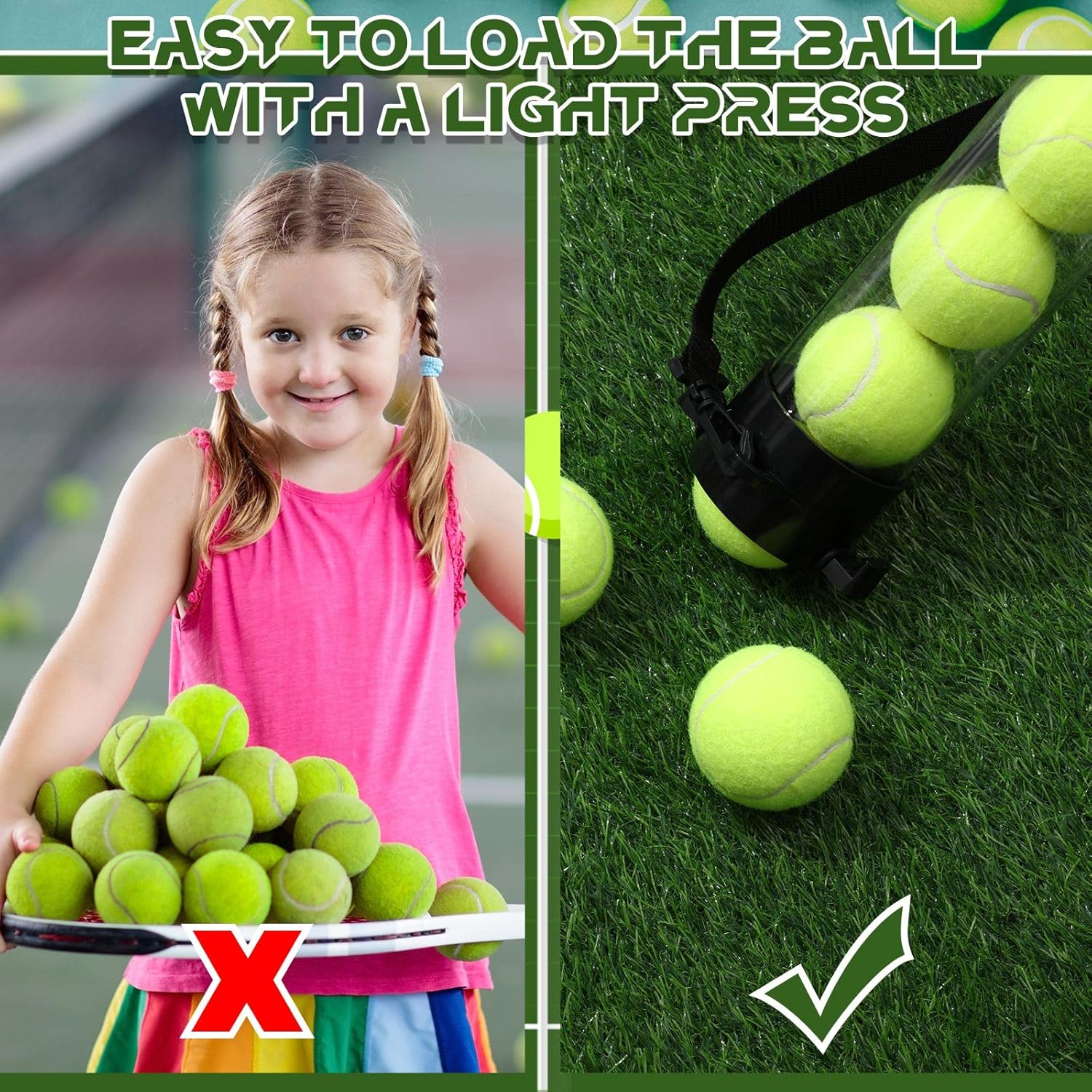 2 piezas de tubo de recogida de pelota de tenis con correa para el hombro, coleccionista de pelotas de tenis, soporte para pelota de tenis, 15