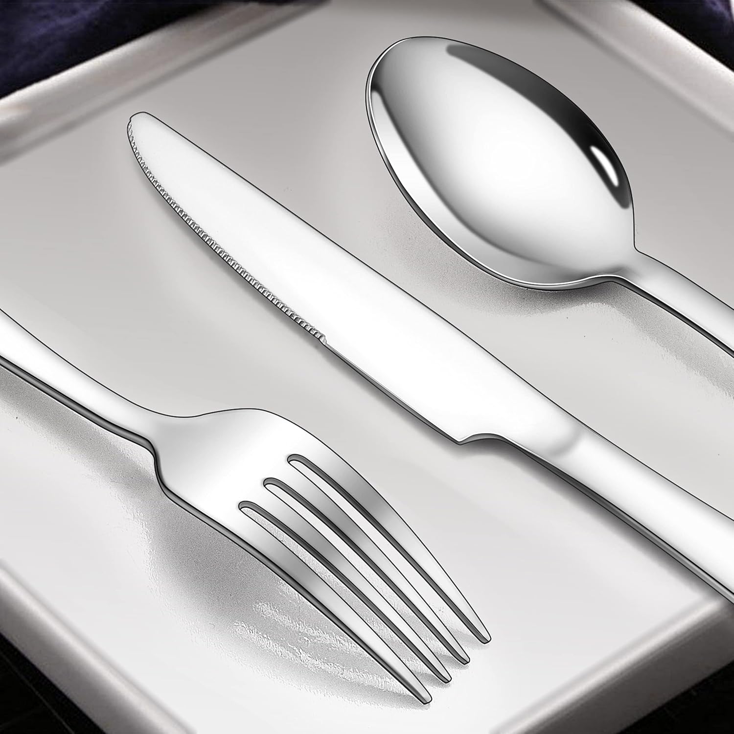 Homikit Juego de cubiertos 1810, 30 piezas de cubiertos de acero inoxidable para 6, vajilla de metal elegante para restaurante casero, bonito y