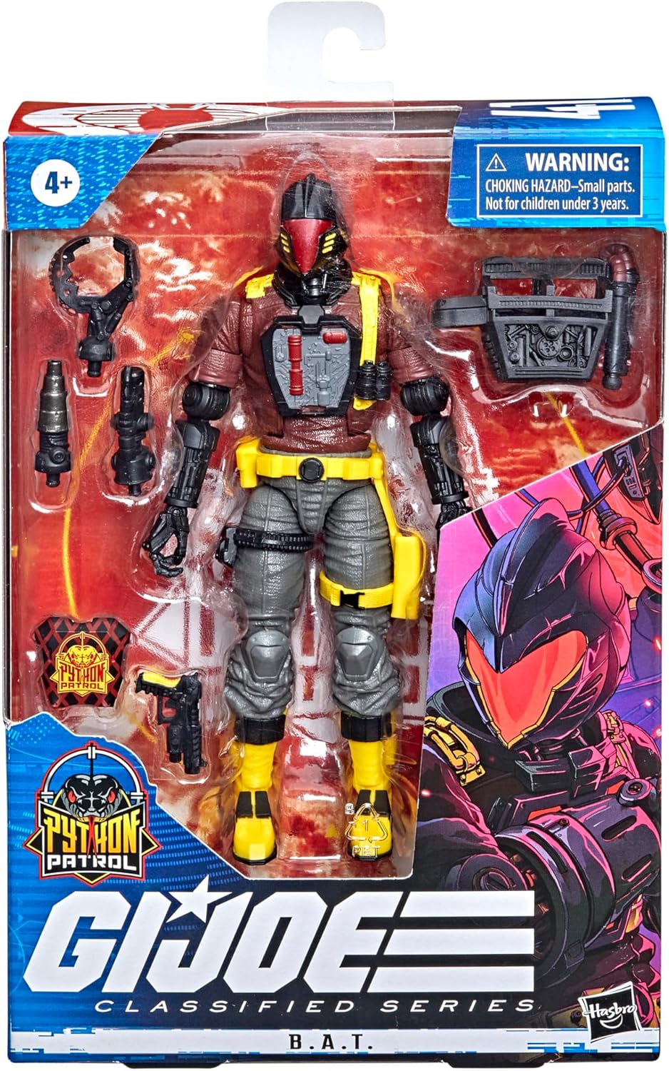 Hasbro G.I. Joe Classified Series Figure, 6″ Special B.A.T. Figure with Accessories – F4754, Red, Gray and Black