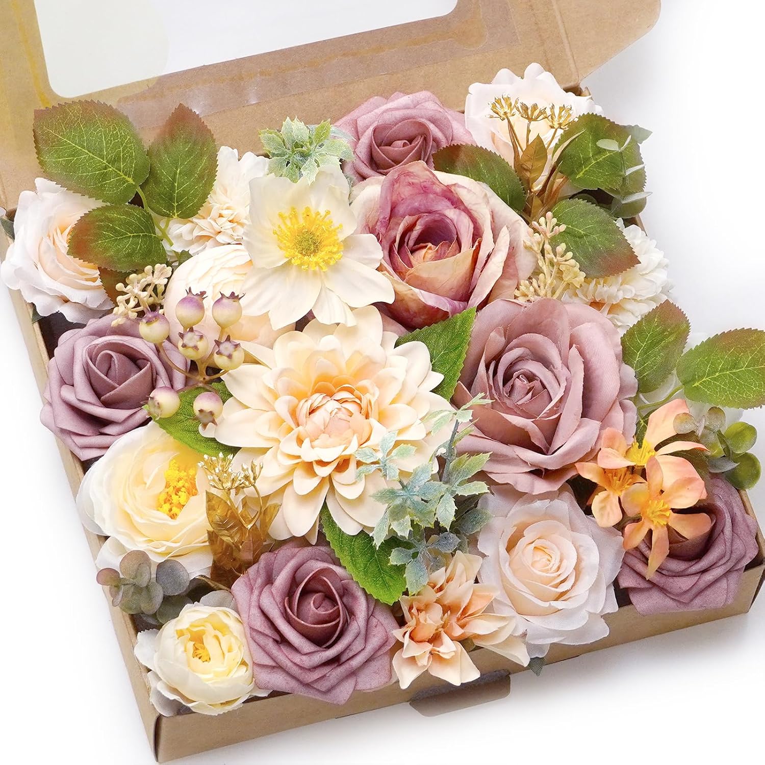 WEIERYUE Juego de flores artificiales de seda para centros de mesa, decoración de pasteles, ramos de boda, boutonnieres, decoración del hogar (pasta