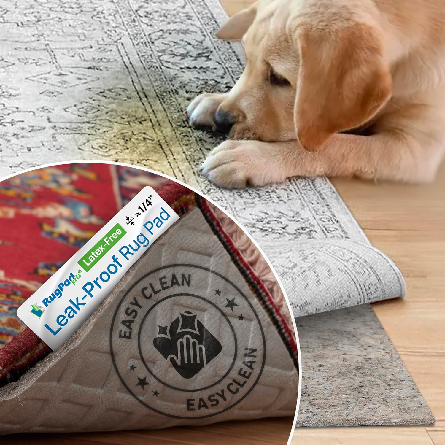 RUGPADPETS Alfombrilla antideslizante para mascotas Colección Eco-Diamond (8×10, Eco Preferred)