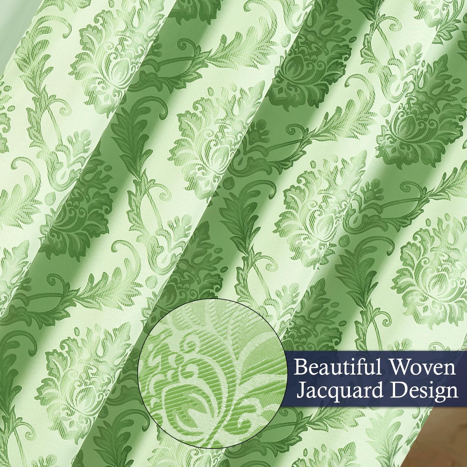 Juego de 2 paneles de cortinas de jacquard de lujo para ventana, con cenefa adjunta y dos alzapaños, 108 x 84 pulgadas de largo, diseño elegante