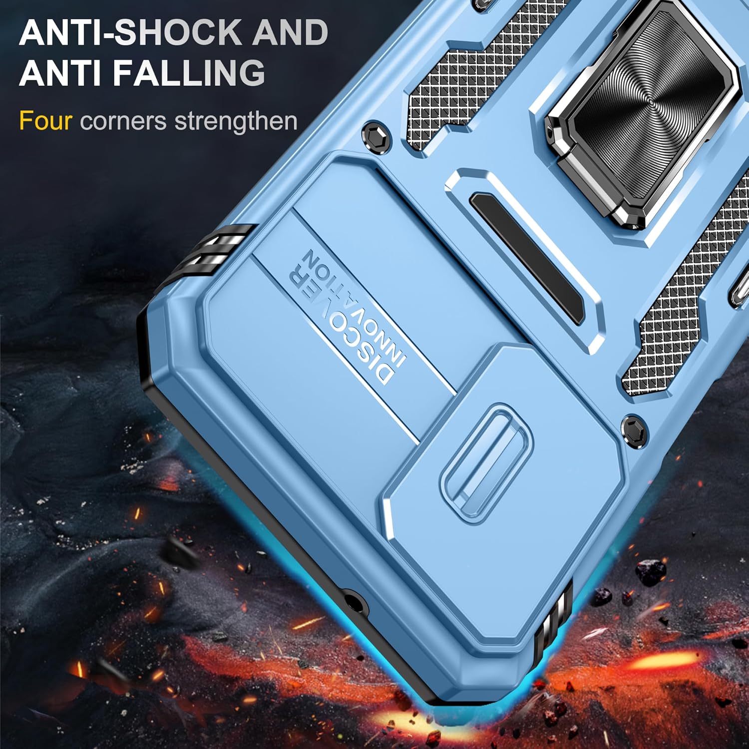 SunStory Funda para Samsung Galaxy A14 5G con protector de pantalla HD, cubierta de cámara deslizante y soporte, funda para Samsung A14 5G grado