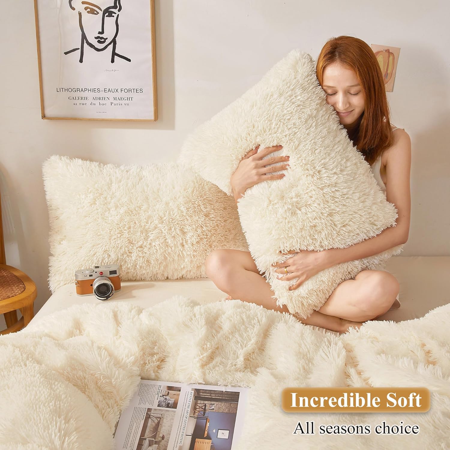 XeGe – Fundas de almohada de piel sintética y terciopelo de cristal esponjoso, ultra suaves con cierre de cremallera, 2 unidades