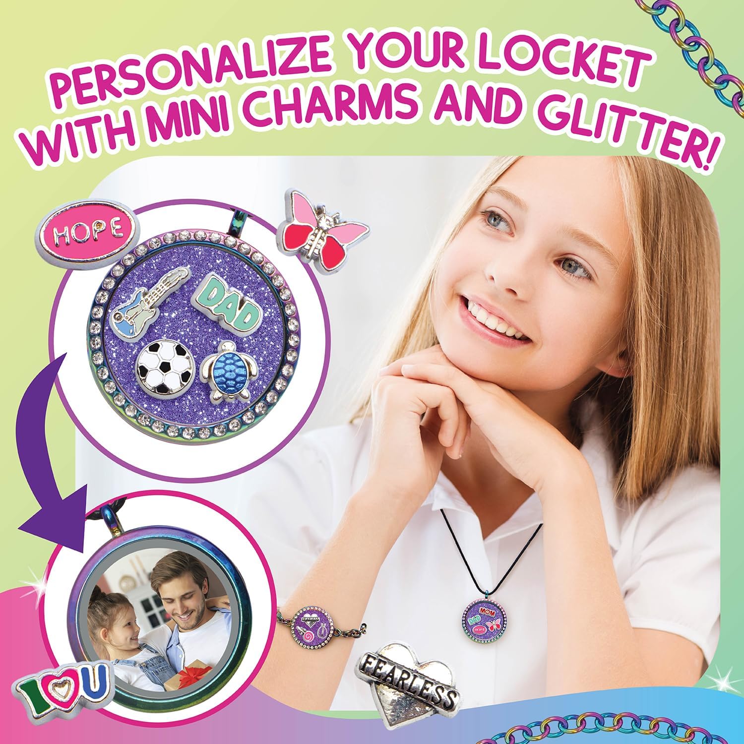 PURPLE LADYBUG CharmWow – Kit de fabricación de joyas para niños, manualidades divertidas para niñas de 4 a 8 años y gran regalo de cumpleaños para