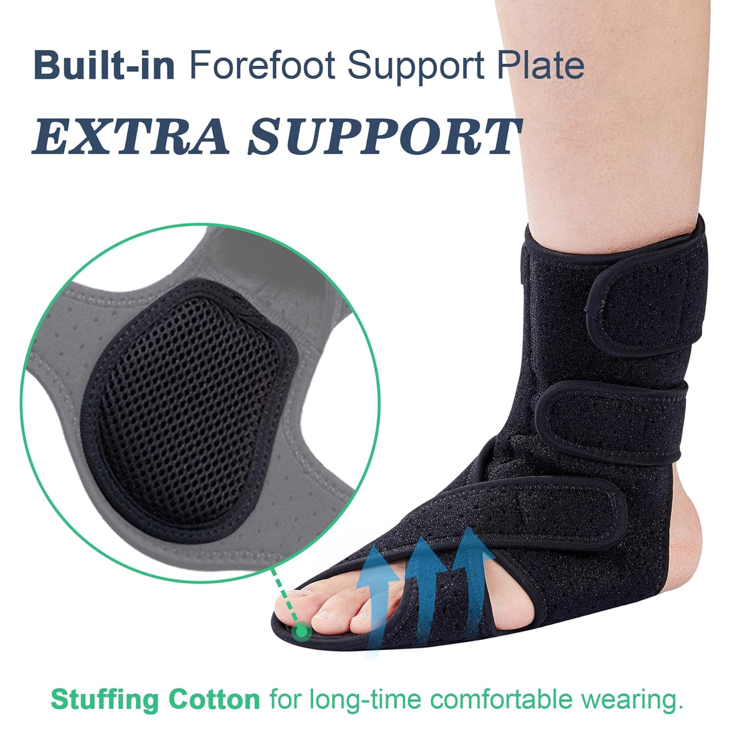 Soporte de pie con soporte de arco, AFO ajustable de grado médico y ortesis de pie para caminar, alivia la inestabilidad de las extremidades