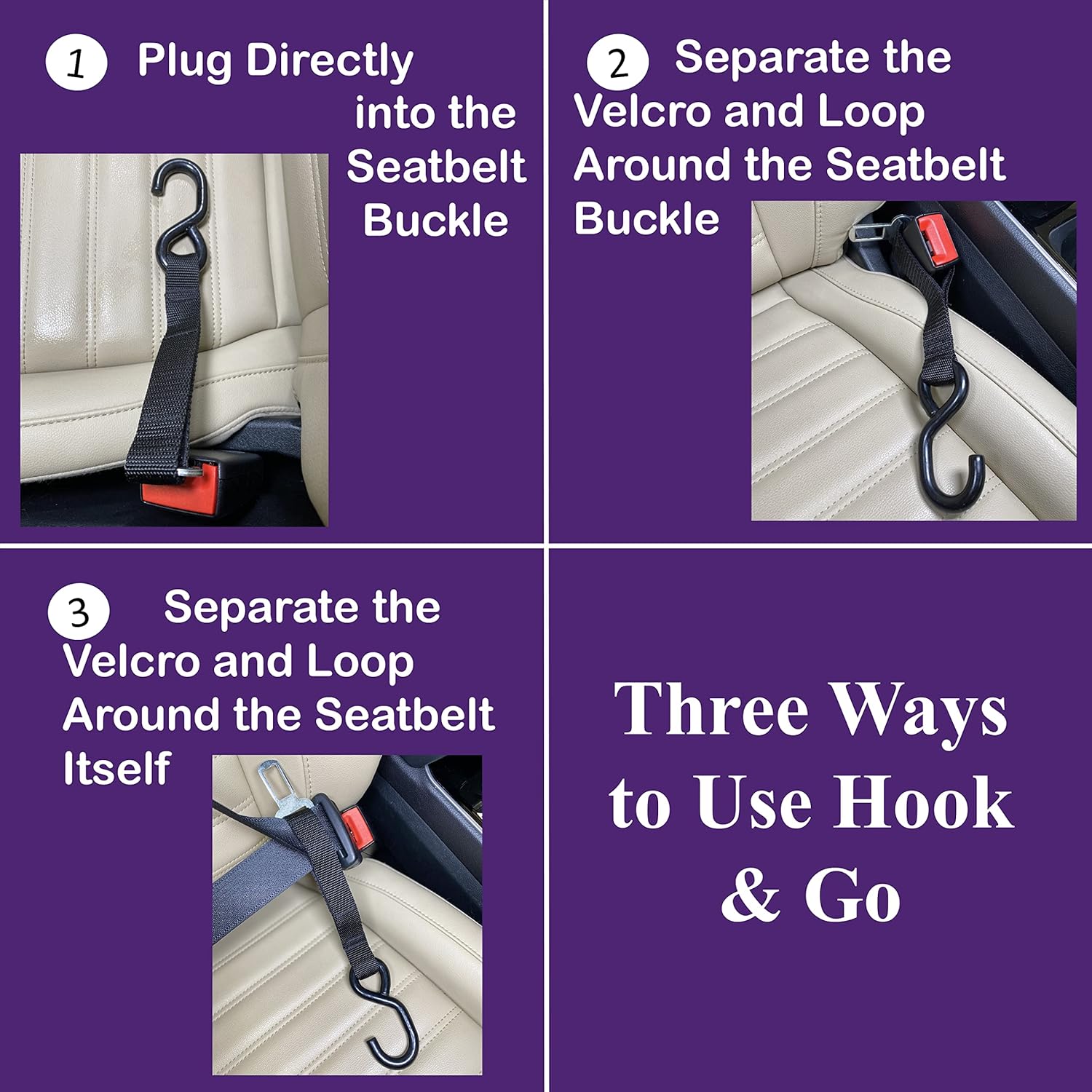 HOOK&GO Ganchos de asiento de automóvil de alta calidad para bolsos y bolsos, colgar bolsas de compras para colgar bolsos de colgar bolsos del