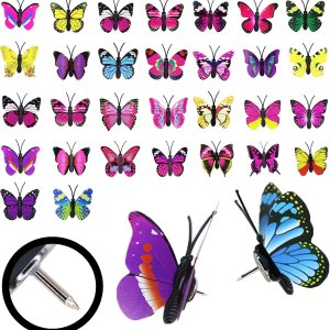 Sohalejr 30 piezas de alfileres decorativos con diseño de mariposas, tachuelas planas para tablón de anuncios, fotos, mapas de pared y otras Sohalejr 30 piezas de alfileres decorativos con diseño de mariposas, tachuelas planas para tablón de anuncios, fotos, mapas de pared y otras
