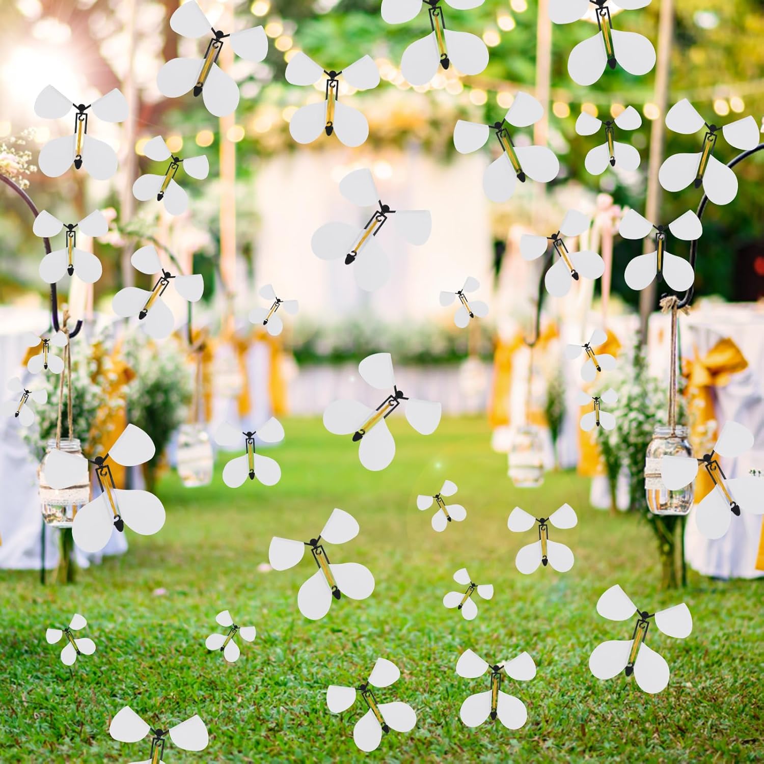 50 piezas de juguete de mariposa voladora, mariposas voladoras blancas, mariposa voladora mágica, alas de mariposa, tarjetas pintadas, regalo