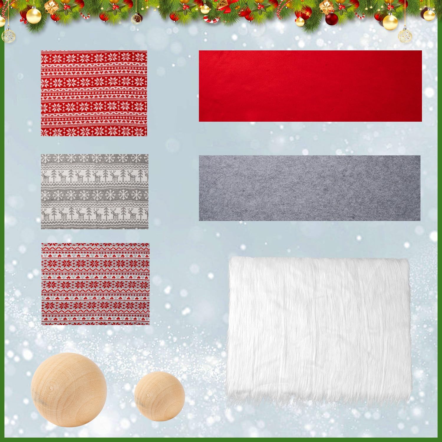 FFchuanhe Kit de decoración de felpa de gnomos para Navidad, Halloween, costura y manualidades (copos de nieve, 3 colores)