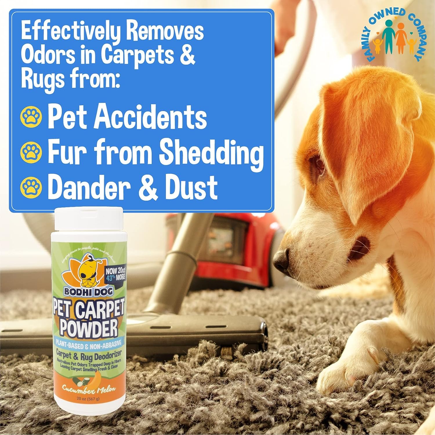 Bodhi Dog Polvo natural para alfombras de perro  Eliminador de olores de mascotas secas  Elimina eficazmente los olores de orina  Polvo de