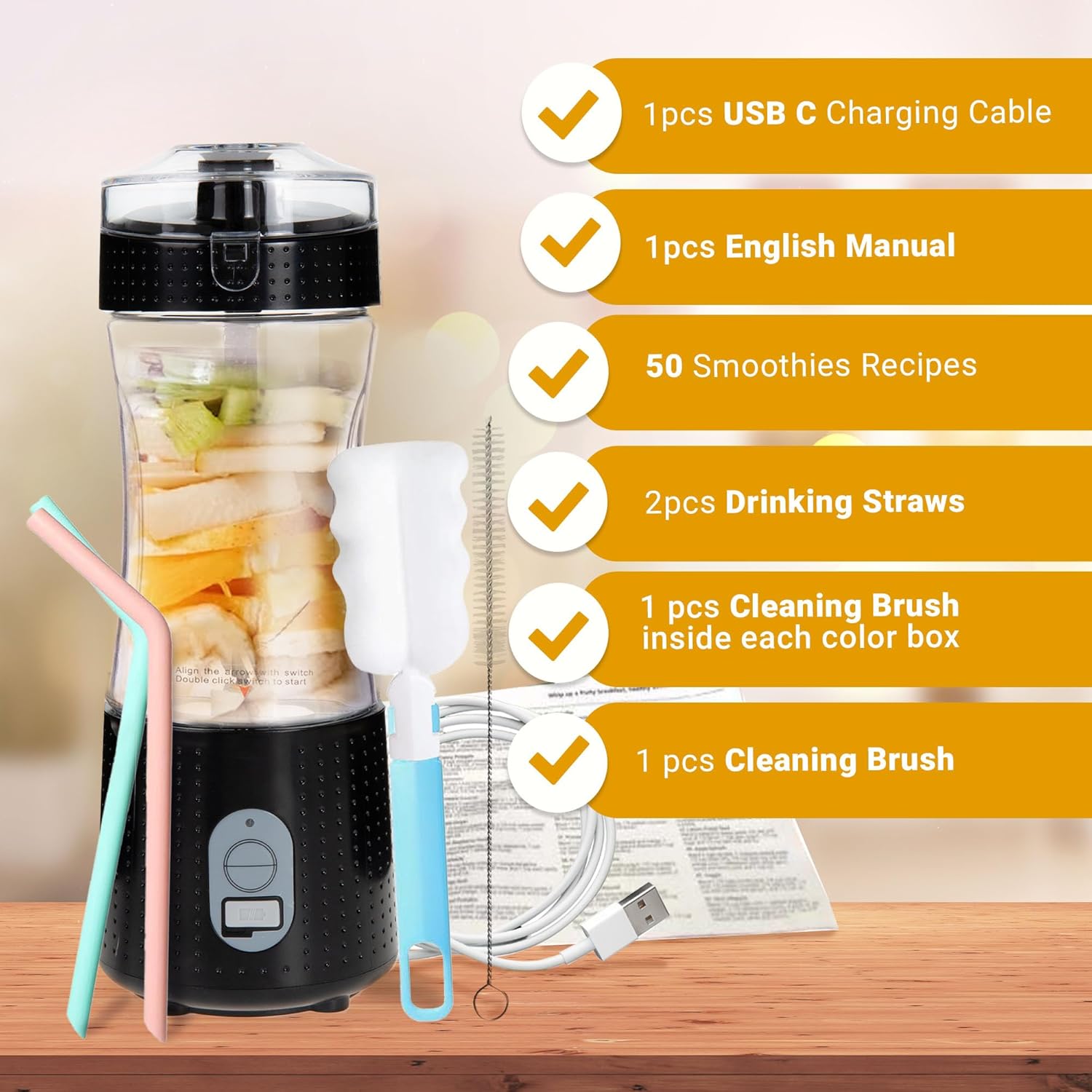 HIVE LIFE – Licuadora portátil para batidos y licuados, potente licuadora personal de 22000 rpm, sin BPA, licuadora USB de 13 onzas, portátil,