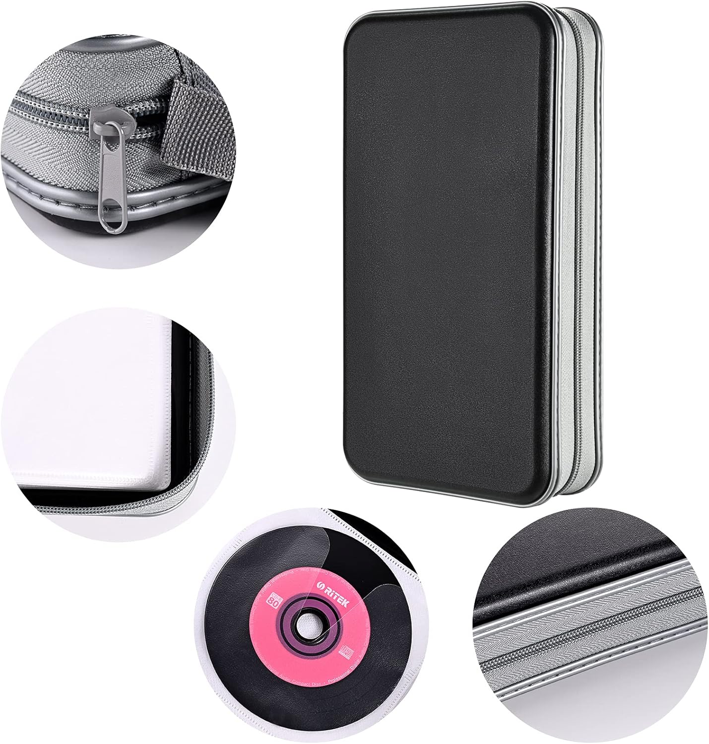 Funda para DVD, estuche portátil para CD de capacidad para 96, soporte de almacenamiento de plástico duro para DVD, CD, cartera, organizador para