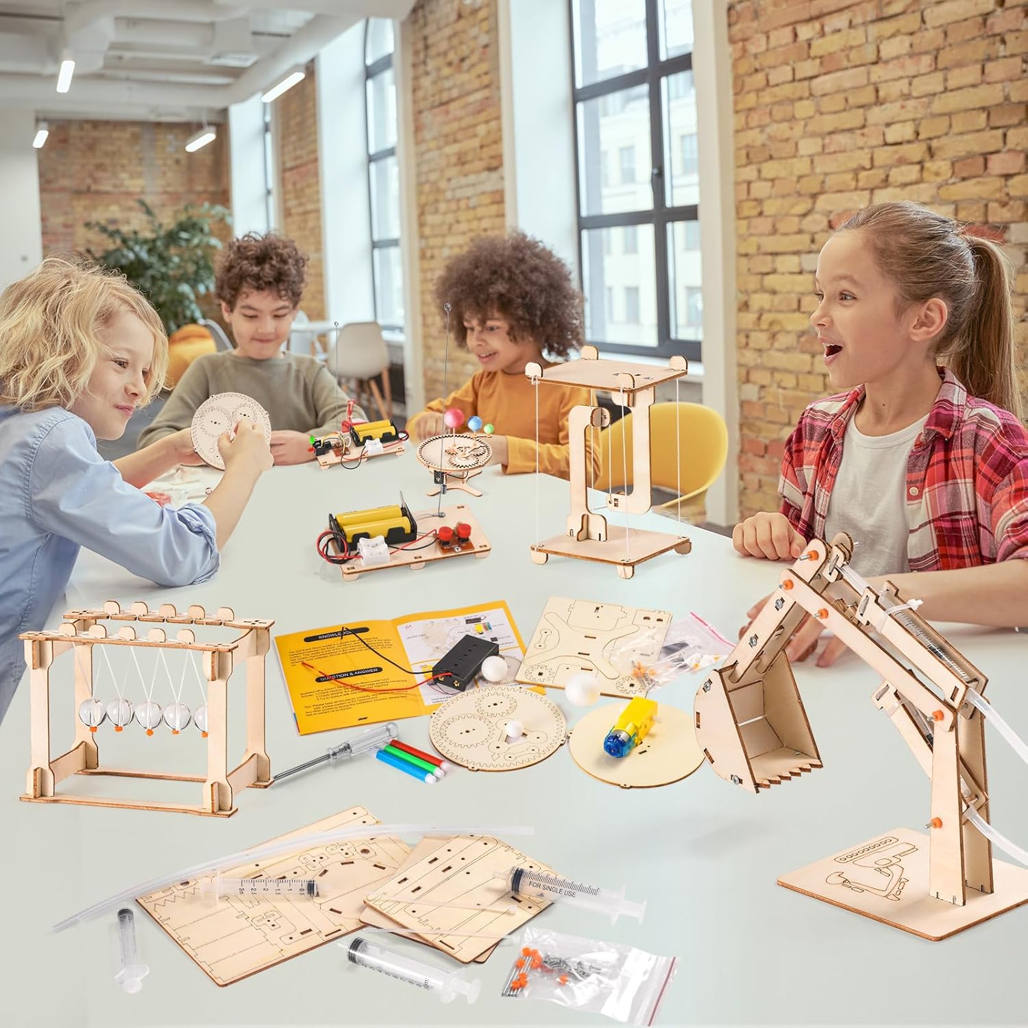 Kits de ciencia STEM, 5 juegos de construcción para niños de 8 a 12 años, rompecabezas de madera 3D, manualidades de madera para niños de 6 a 8