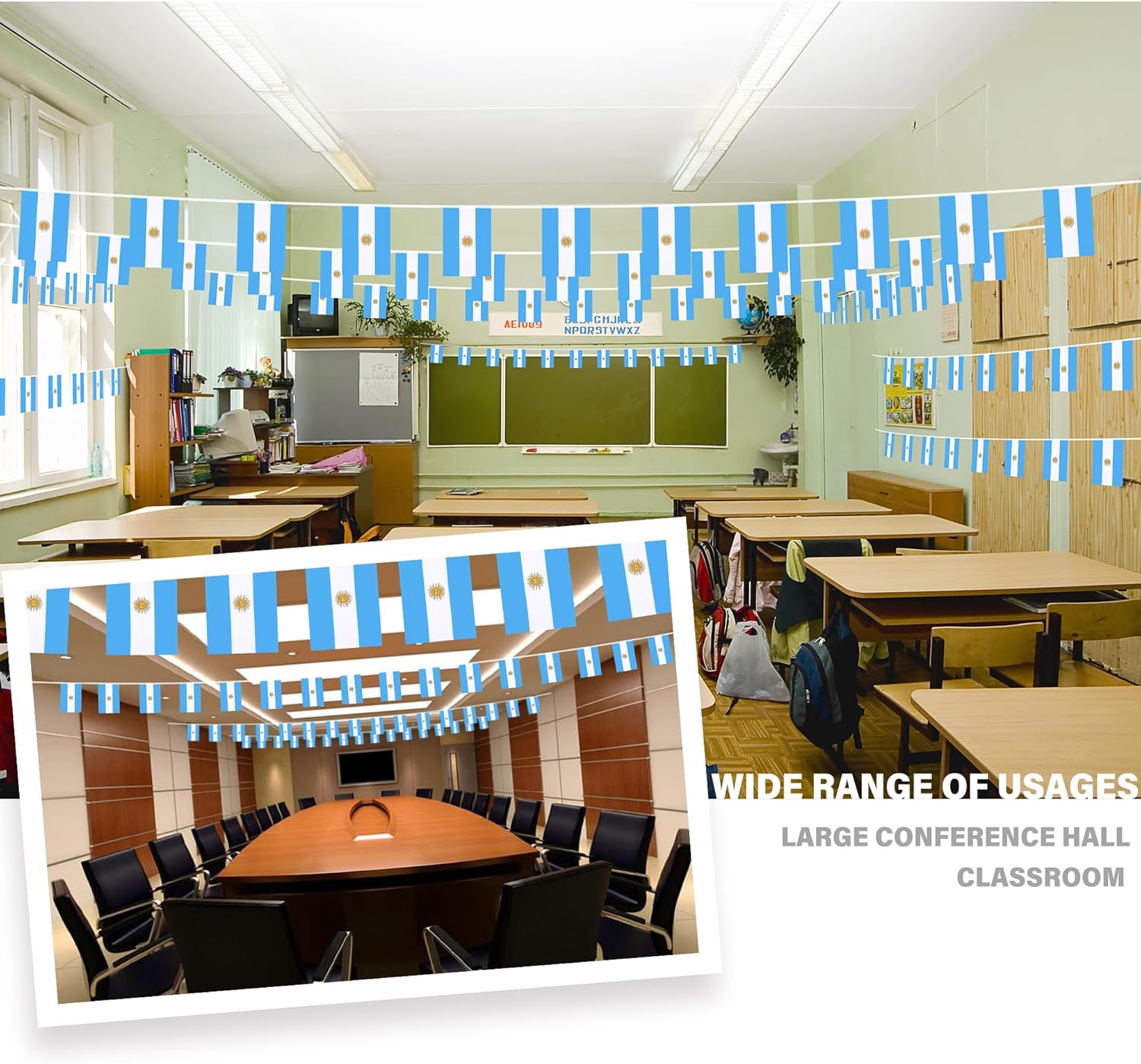Banderín de bandera argentina, mini banderas argentinas, decoración nacional de país para escuela, fiesta, eventos deportivos, festival patriótico,
