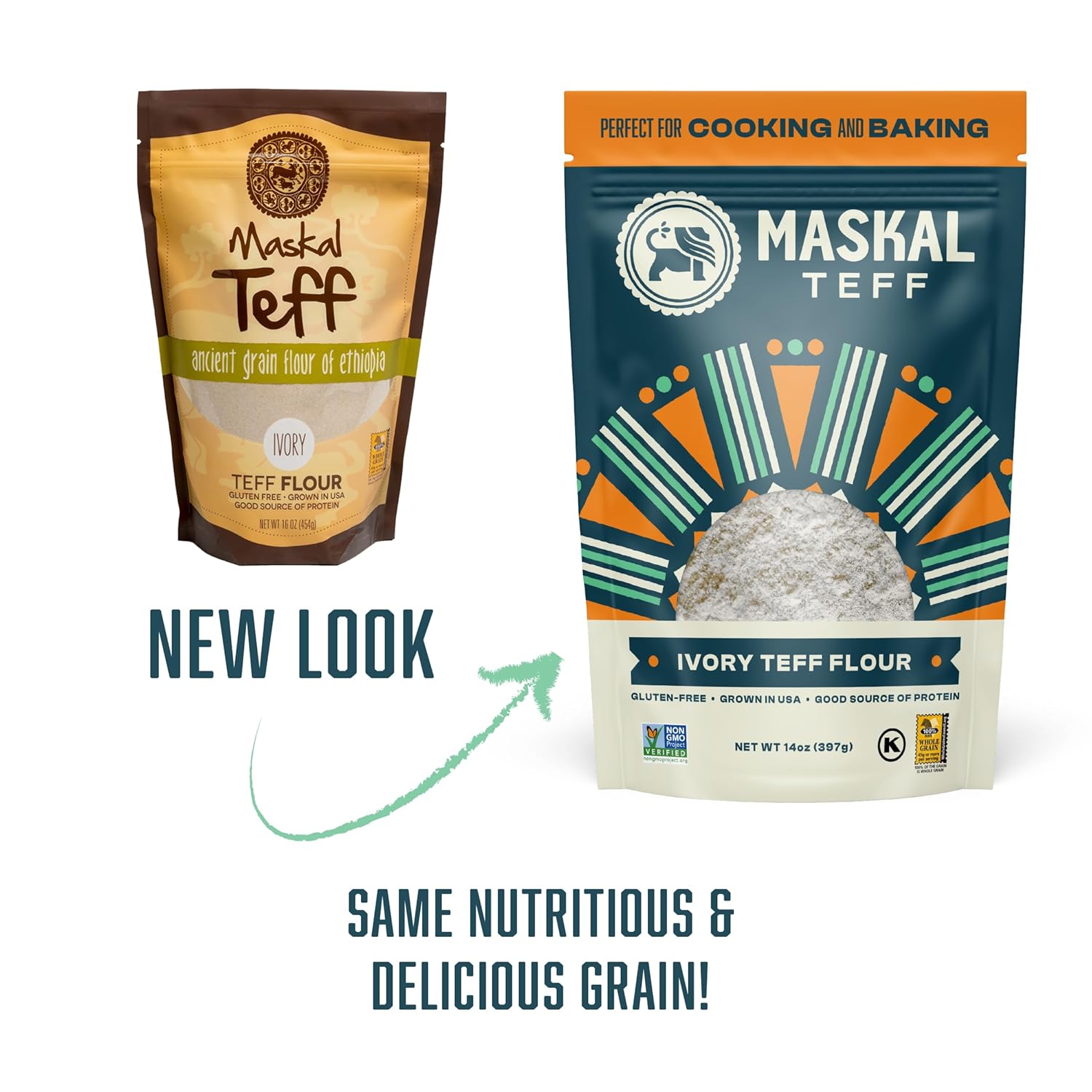 Maskal Teff Harina de Teff de marfil, 14 onzas