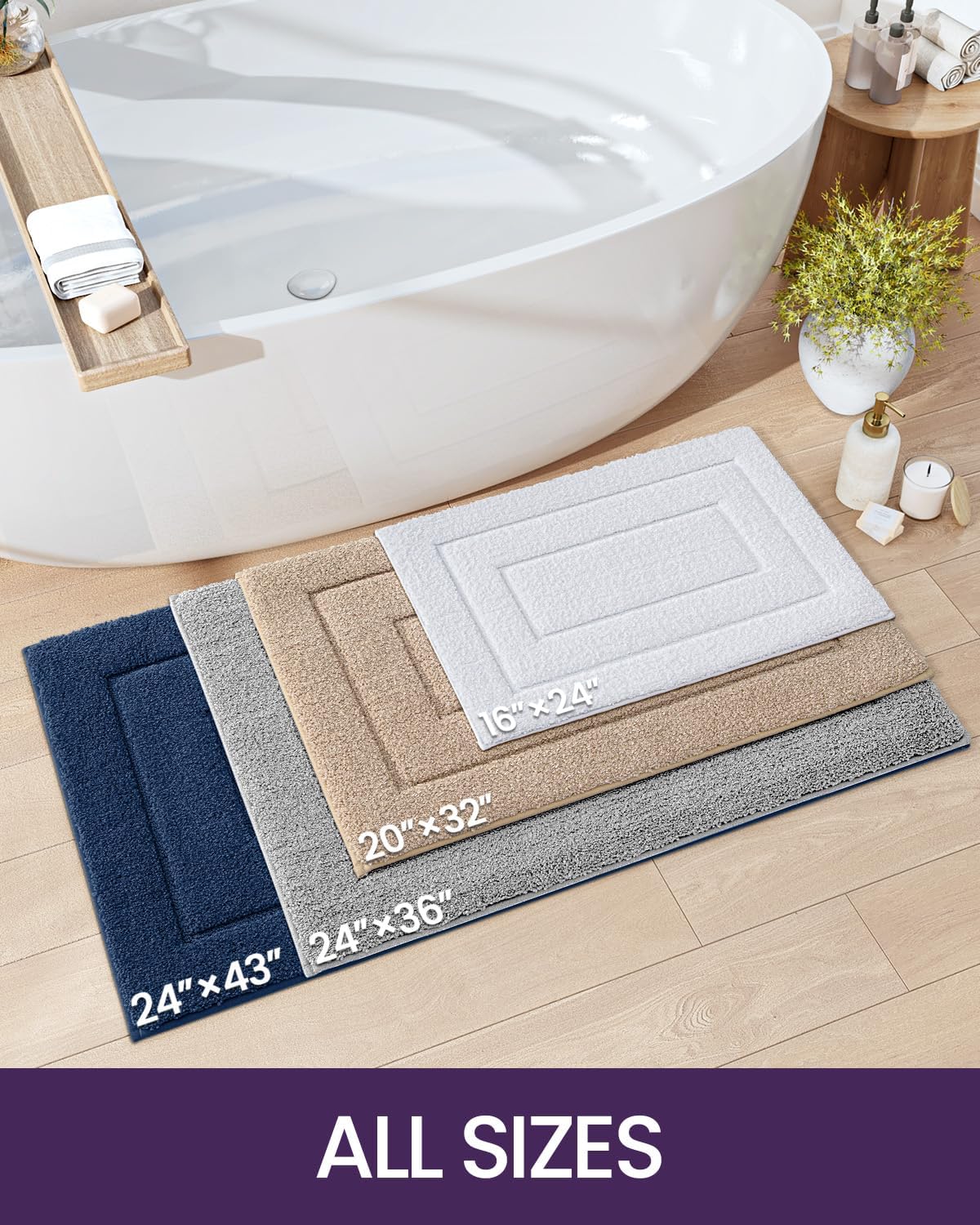 DEXI Alfombra de baño, extra suave, absorbente, de alta calidad, antideslizante, cómoda, alfombra para bañera, ducha, baño, lavable a máquina, 20 x