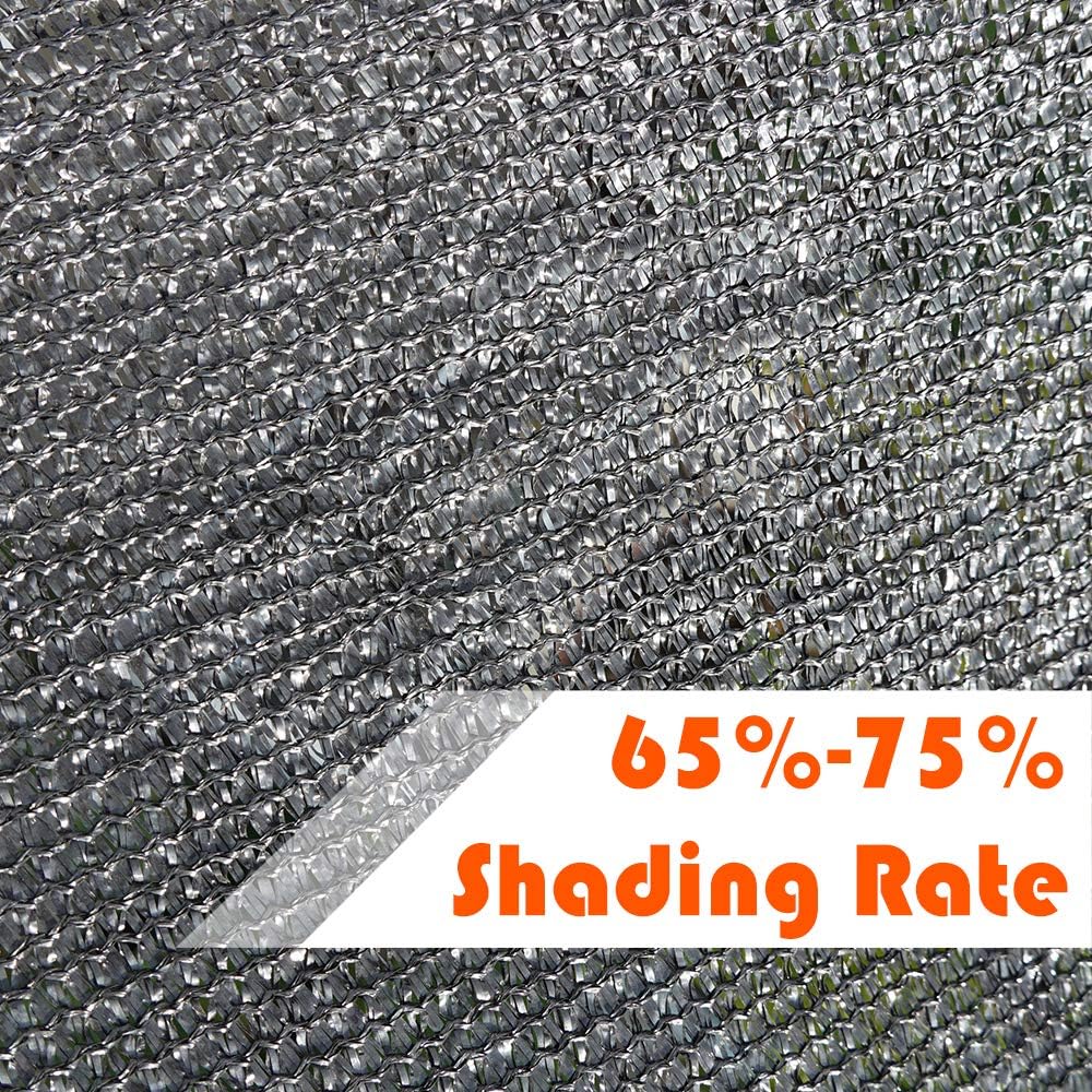 65% -75% negro protector solar paño con ojales sellados para plantas de jardín, invernadero, granero (12 x 12 pies)