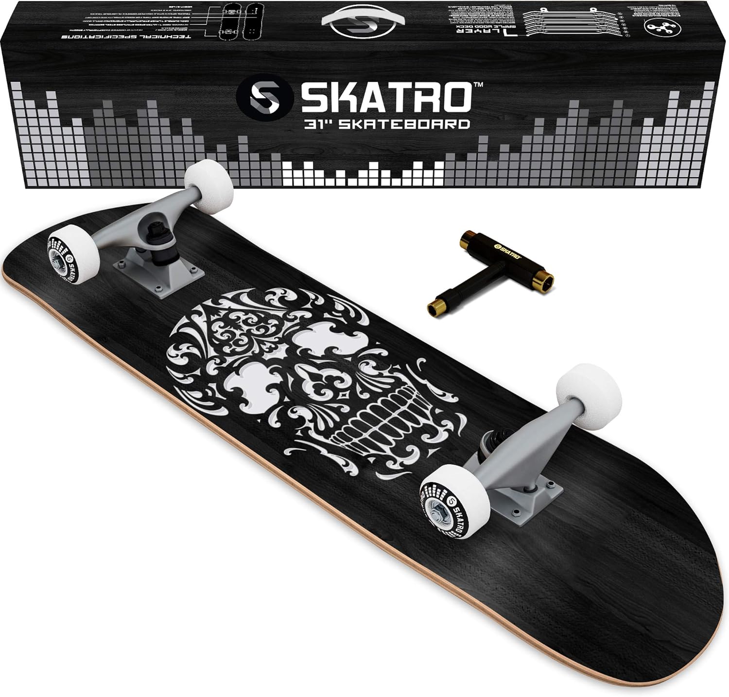 Patineta completa Pro Skateboard de 31 pulgadas. Edades del patinaje adultos, niños, niñas, principiantes y niños