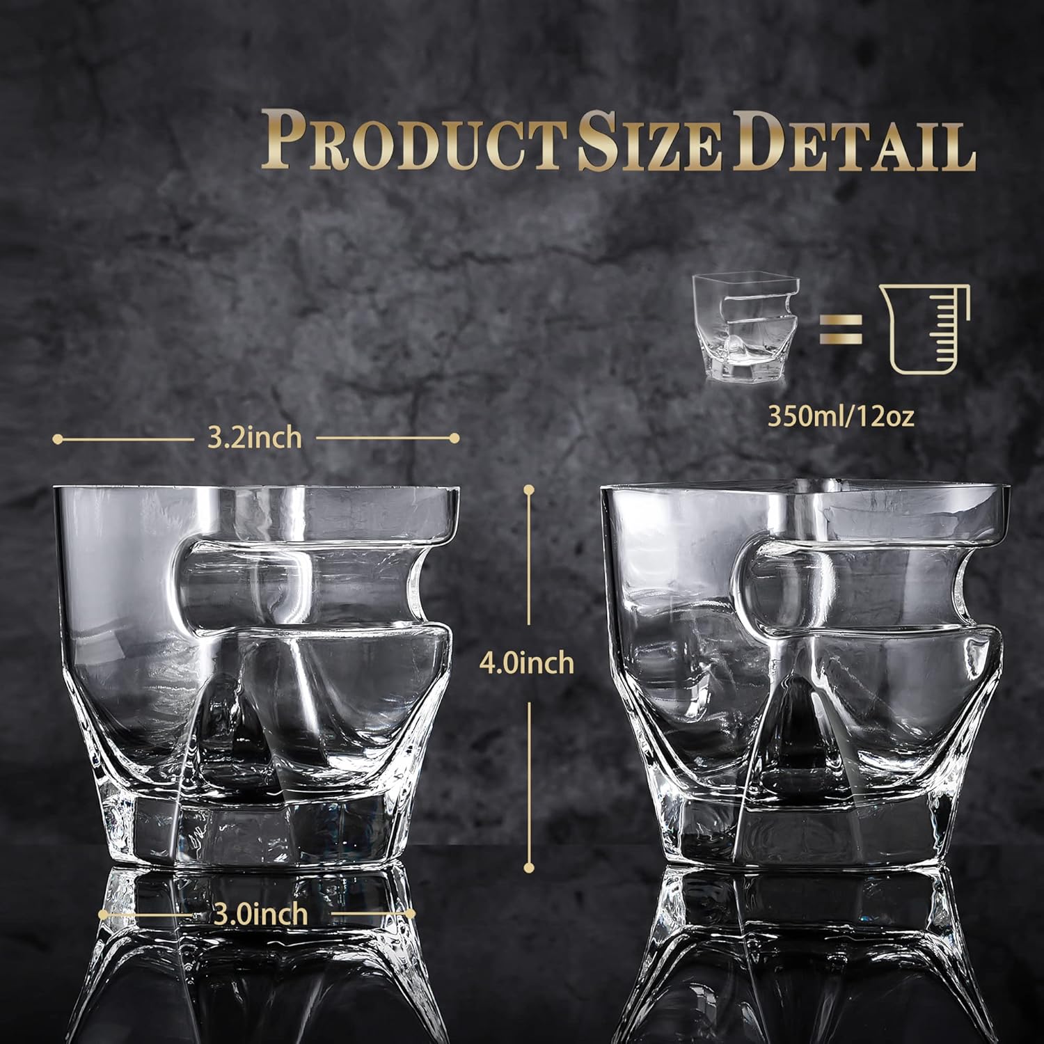 YouYah – Juego de 2 vasos de whisky de cigarros con soporte para puros, juego de vasos de whisky de cristal con reposo para puros para brandy,
