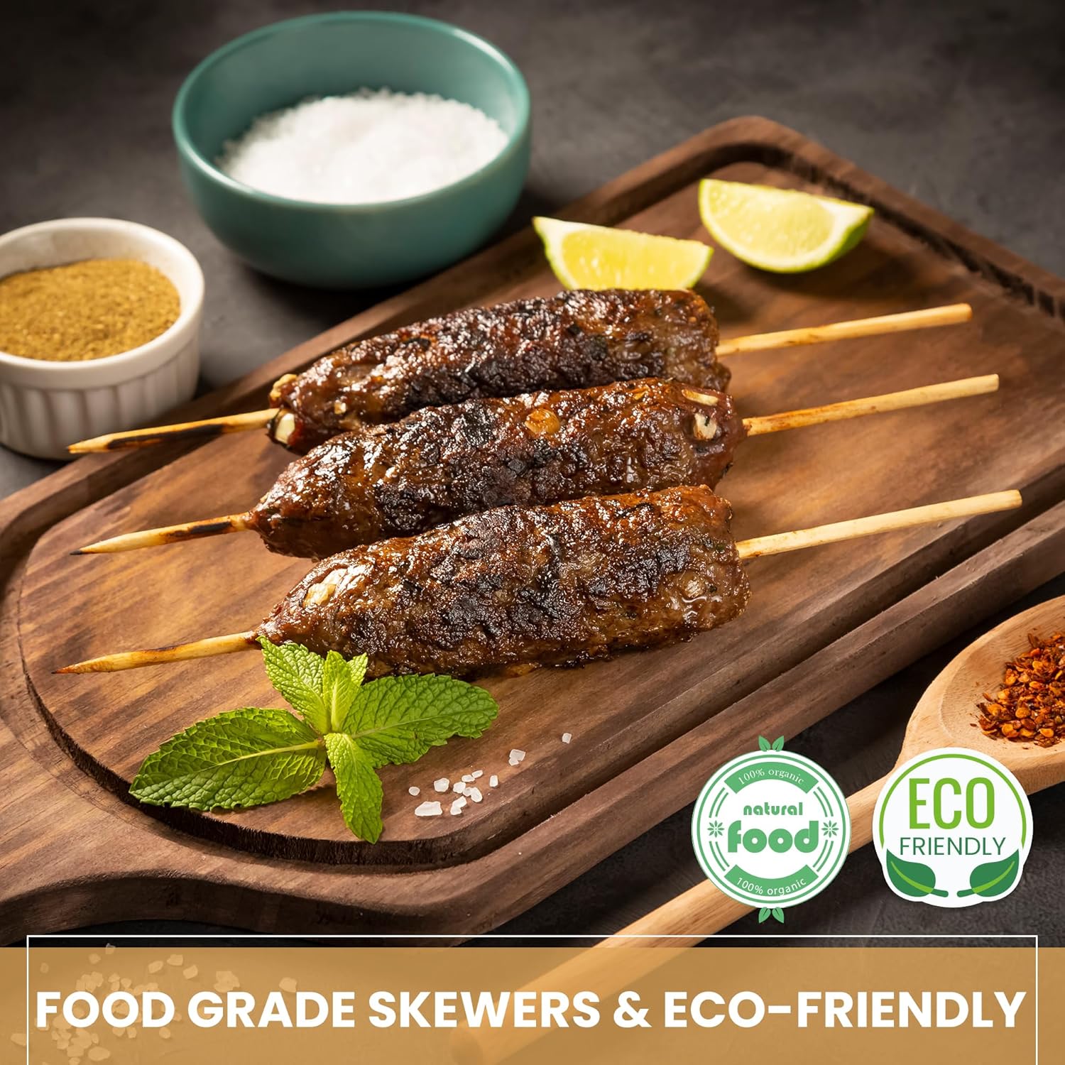 DecorRack Brochetas de bambú natural de 6″8″10″12″, brochetas de madera para barbacoa, parrilla, aperitivos, frutas, smores, cóctel, brunch, palitos