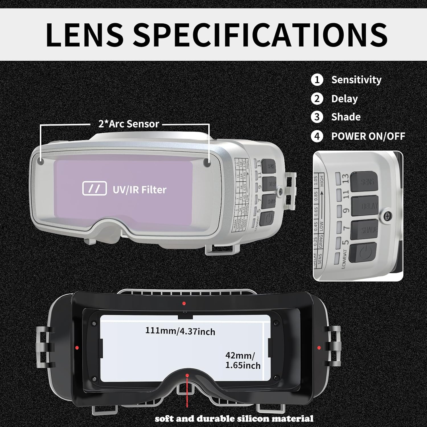 Gafas de soldadura digitales que oscurecen automáticamente el color verdadero, amplio rango de sombra 5-13, con protector facial y capucha suave FR