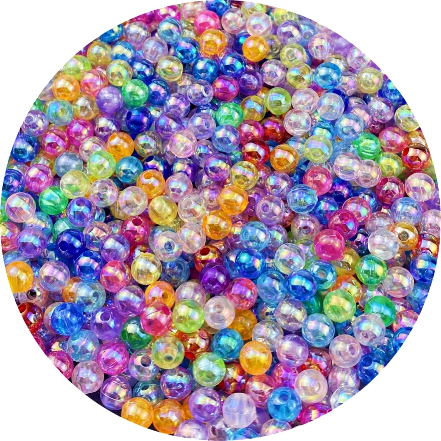 1000 cuentas redondas acrílicas de colores AB de 0.236 pulgadas, cuentas espaciadoras redondas para aretes, pulseras, collares, llaveros, joyería,