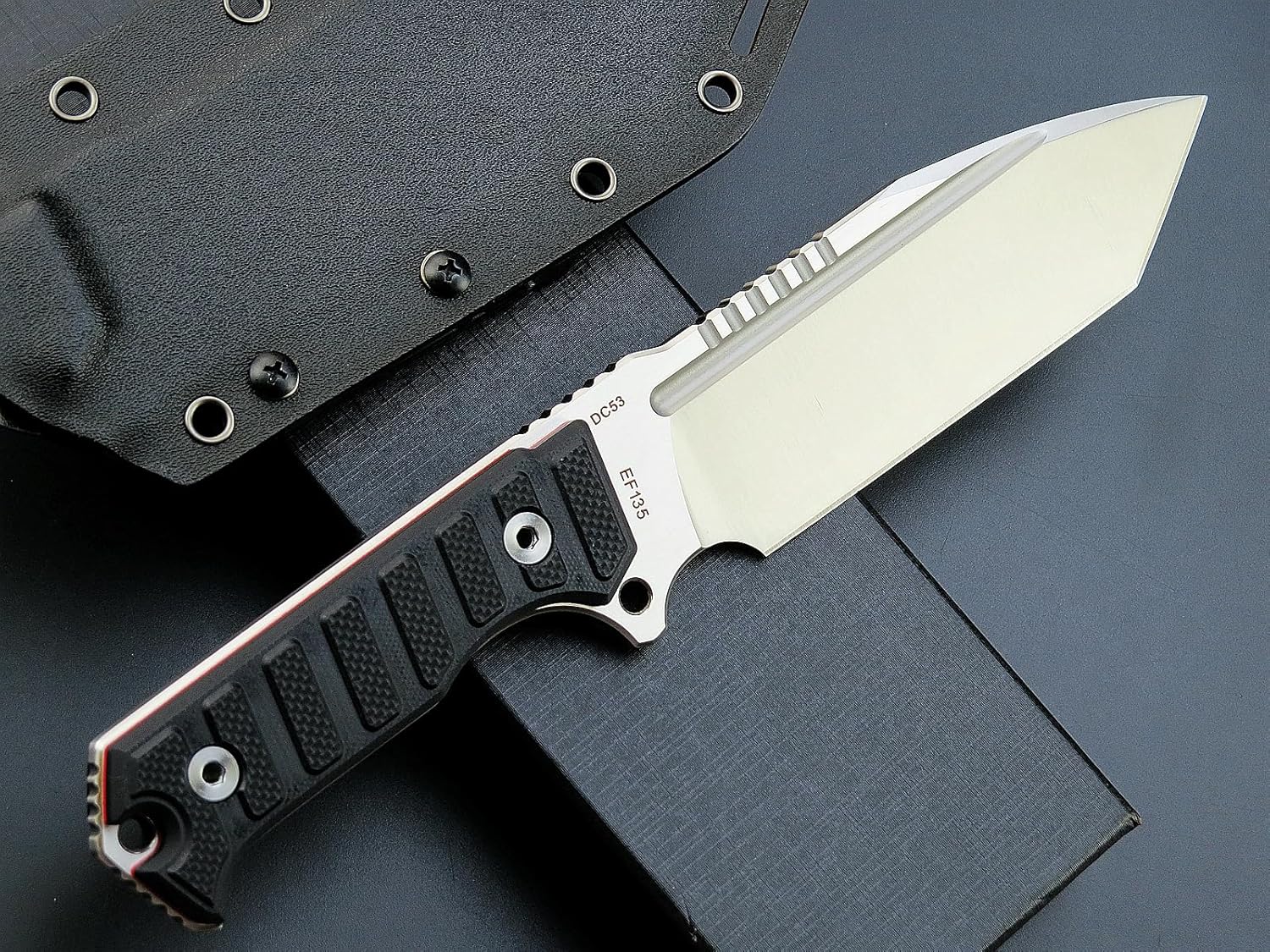 Eafengrow EF135 Cuchillo de hoja fija DC53 Hoja de acero G10 Mango Full Tang Heavy Duty EDC Cuchillos rectos para trabajar en el campo, camping,