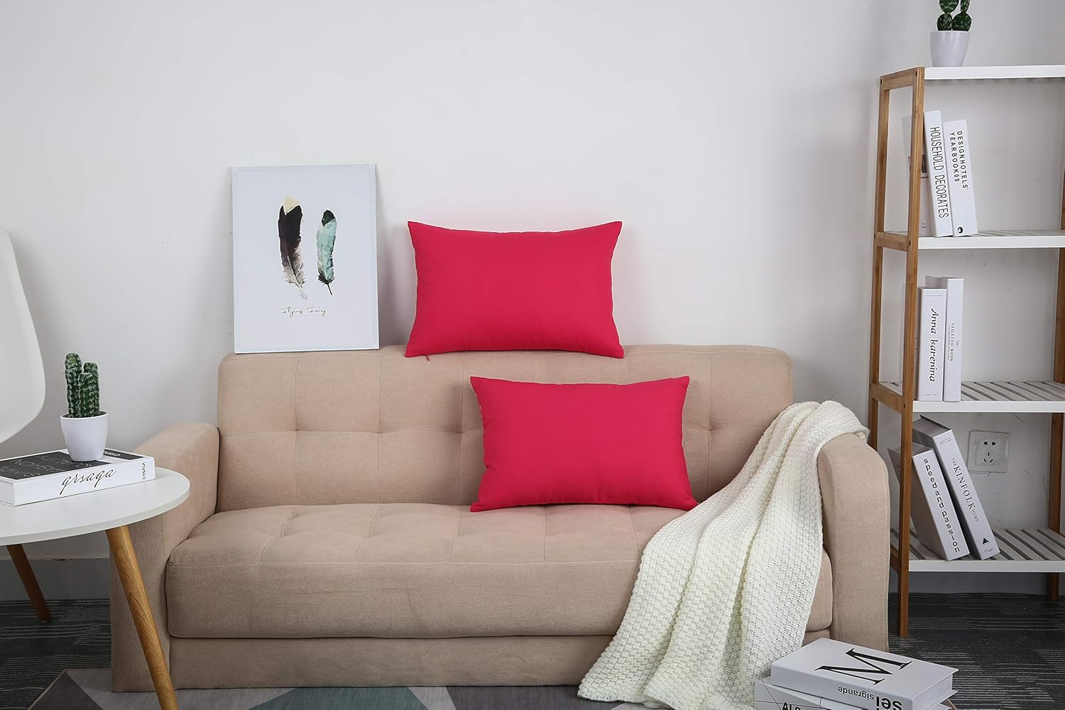 TangDepot – Funda de almohada hecha a mano 100% lona de algodón, Algodón, Rojo sandía