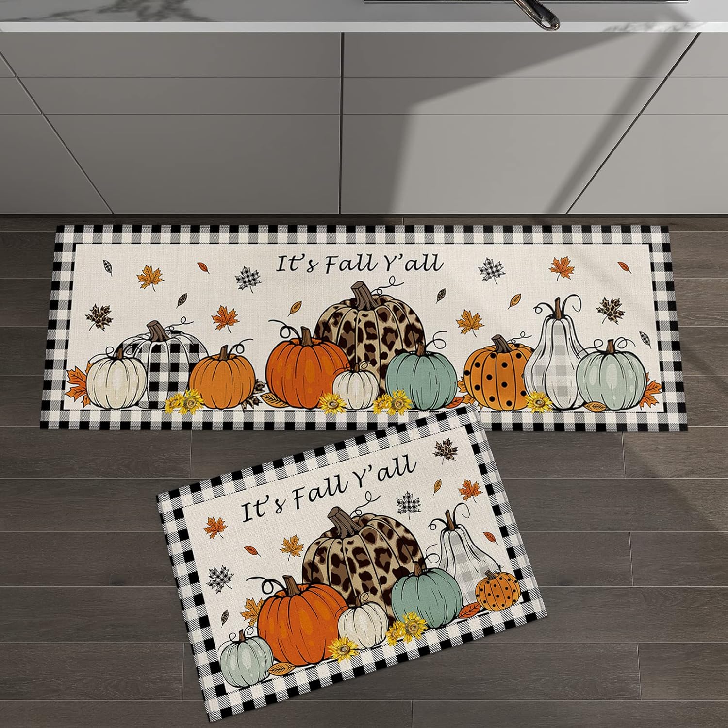 Give Thanks Pumpkins – Tapetes de cocina antifatiga, tapetes de cocina antideslizantes y tapetes acolchados de pie para el hogar, fregadero,
