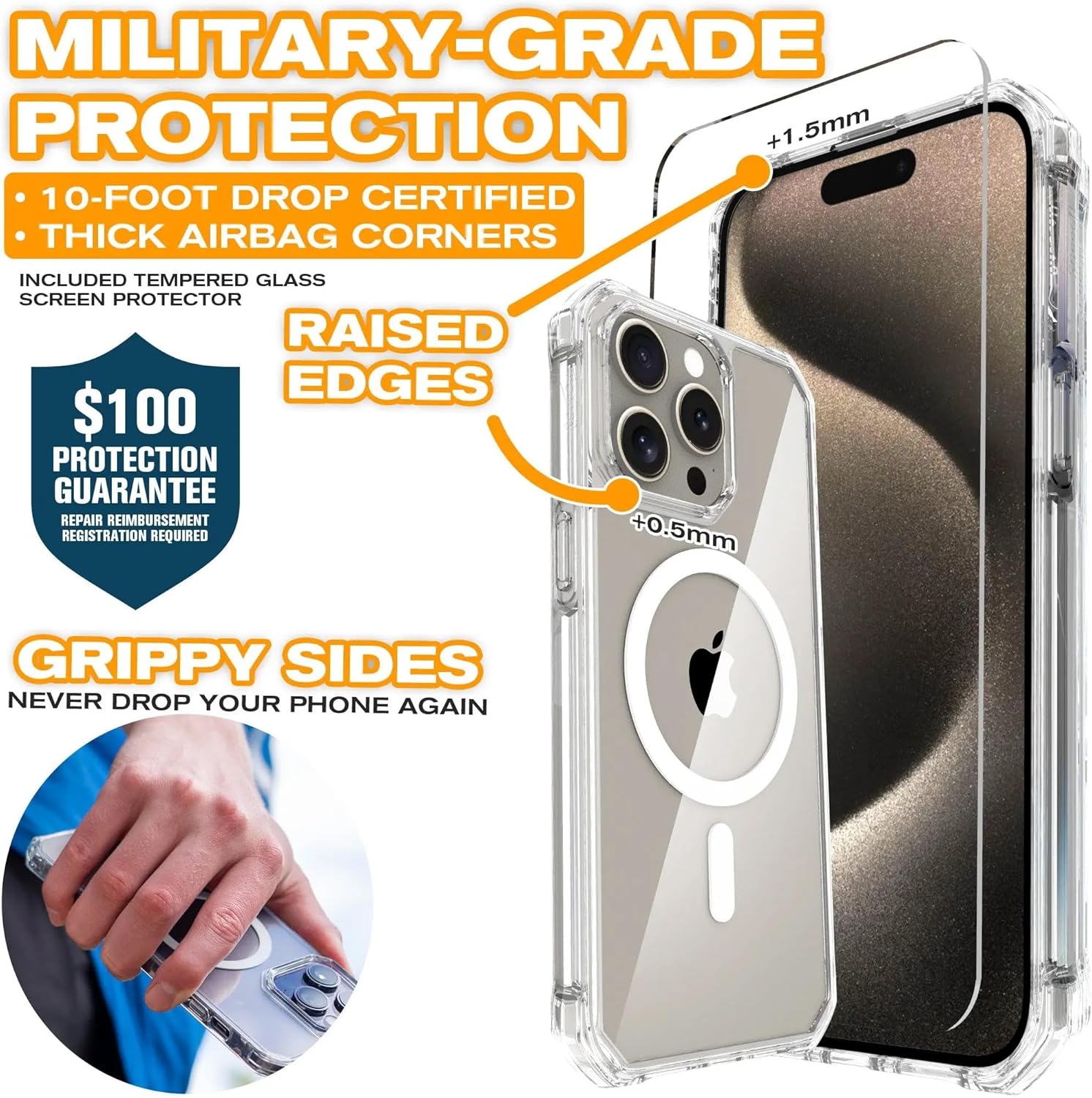 Scooch Funda MagSafe para iPhone 15 Pro Max con protector de pantalla MagCase iPhone 15 Pro Max, protección contra caídas de grado militar (jardín