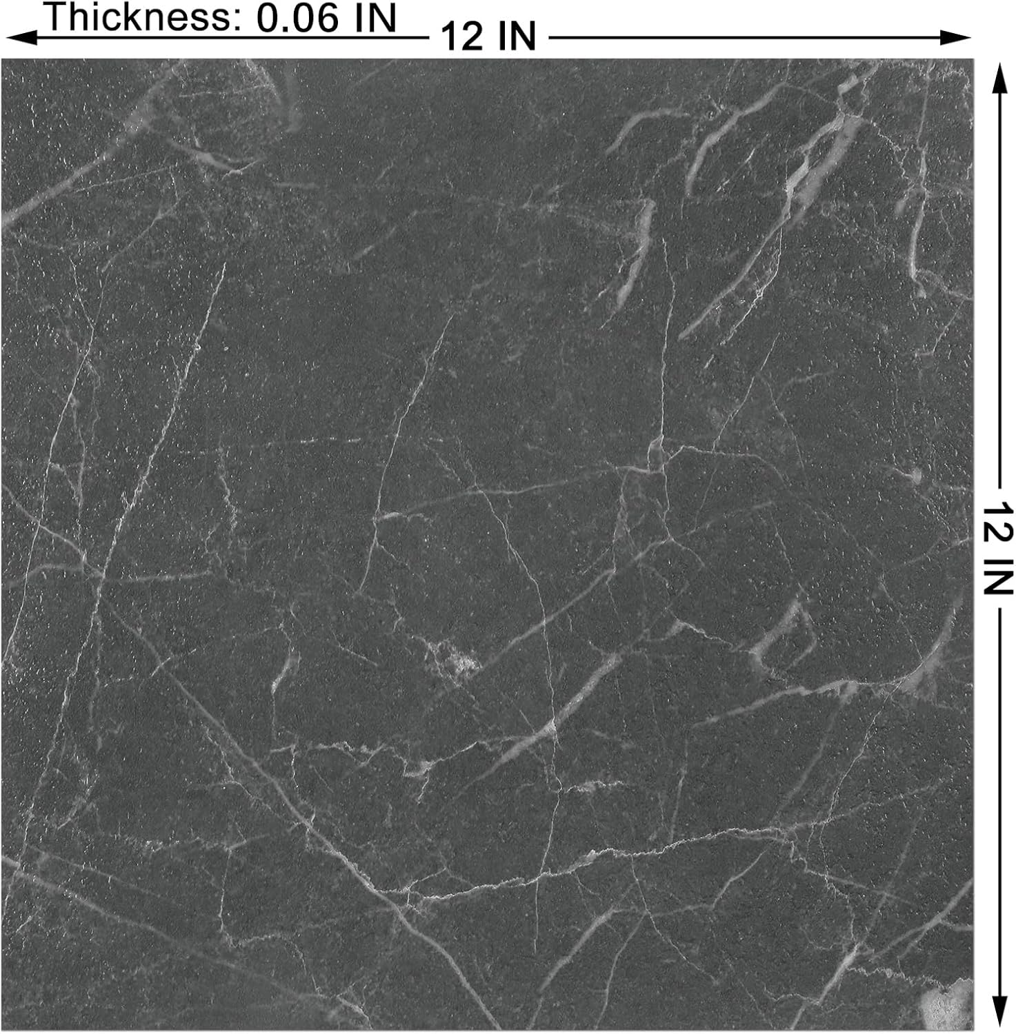 WESTICK Azulejos de suelo de color negro claro para baño, azulejos de cocina para despegar y pegar, azulejos de mármol impermeables para dormitorio,