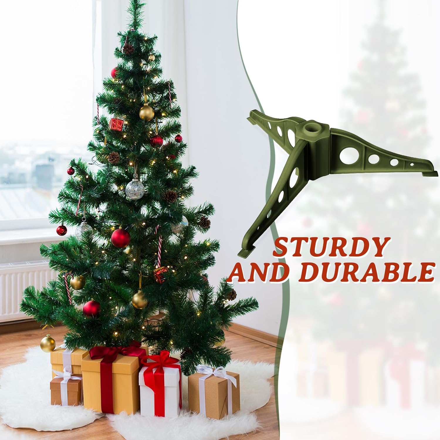 Soporte de plástico para árbol de Navidad, patas de árbol de Navidad, base de árbol de Navidad artificial, soporte de repuesto de base de plástico