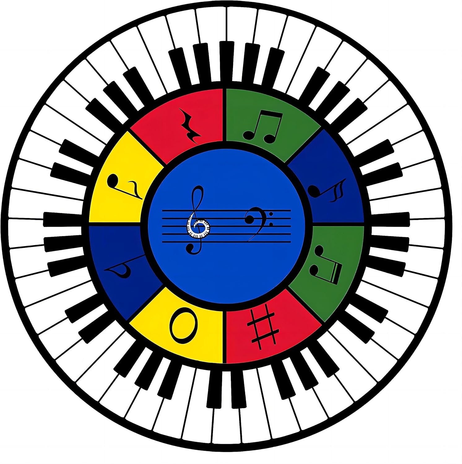 EXINBU Alfombra redonda de juego para niños, 3.3 pies, piano arcoíris, notas musicales, alfombra de área de guardería, alfombra de juego grande y