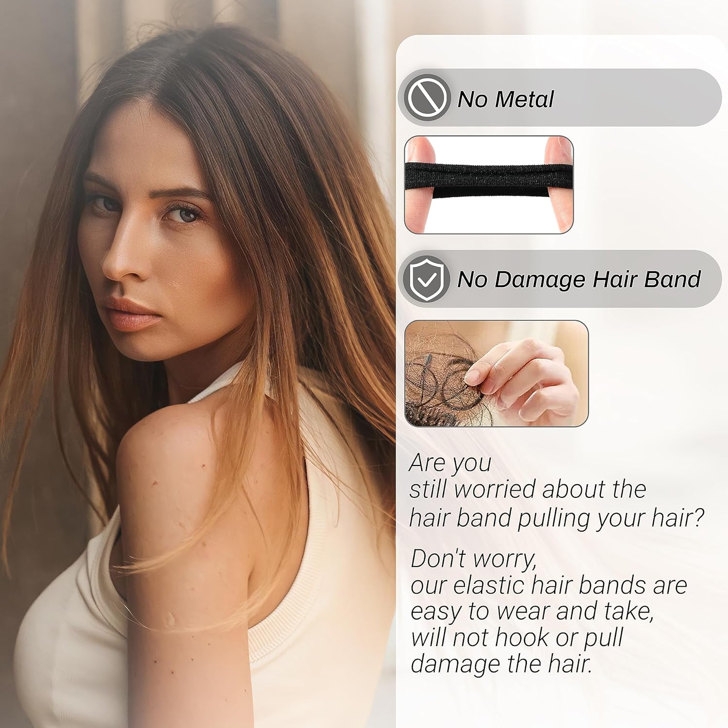Lazos negros para cabello grueso sin daños, 200 soportes para cola de caballo, accesorios para el cabello para mujeres, elásticos para el cabello